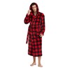 Vulcanodon Men's Fluffy Bathrobe with Hood, Fleece Bathrobe Plush Bathrobe for Men Dressing Gown House Coat, red
