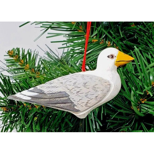 SEAGULL WOOD CHRISTMAS ORNAMENT 3.5"