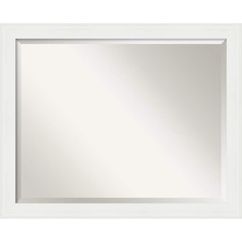 Amanti Art Framed Vanity Mirror | Bathroom Mirrors for Wall | Vanity White Narrow Mirror | Wall Mounted Mirror | Medium Mirror | 25.38 x 31.38 in.