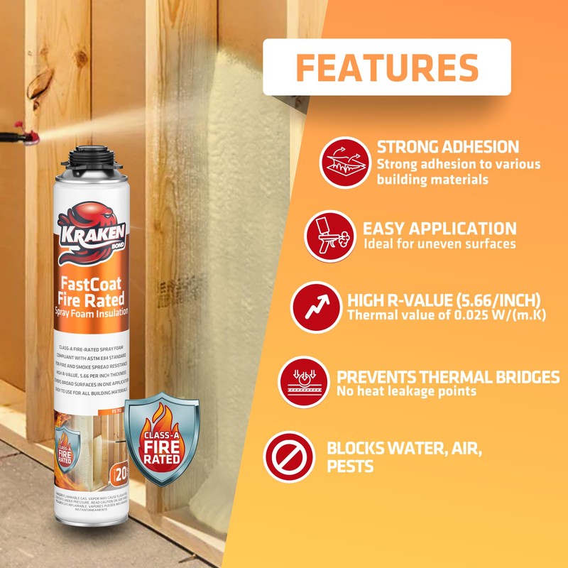 Kraken Bond Fastcoat Fire Rated Spray Foam Insulation Kit Closed