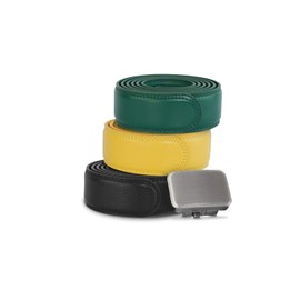 Joseph Elliott Belts Men's Genuine Leather Ratchet Adjustable Golf Belt, College Inspired Colors, Hunter Green Gold