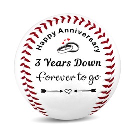 Fleure Esme 3rd Anniversary Baseball Leather Gifts for Husband Wife, 3 Year Anniversary Baseball Lovers Gifts for Him Her, Leather for Couple, Boyfriend Girlfriend Wedding 3 Years Gift Keepsake