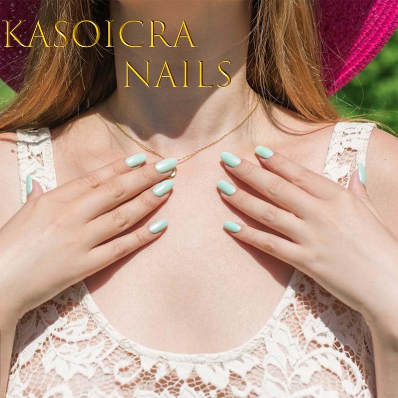 Flower Press On Nails Almond Fake Nails Medium False Nails