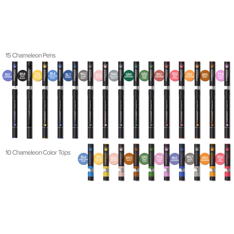 Chameleon Art Pens, 25-Pen Deluxe Set (15 Pens + 10