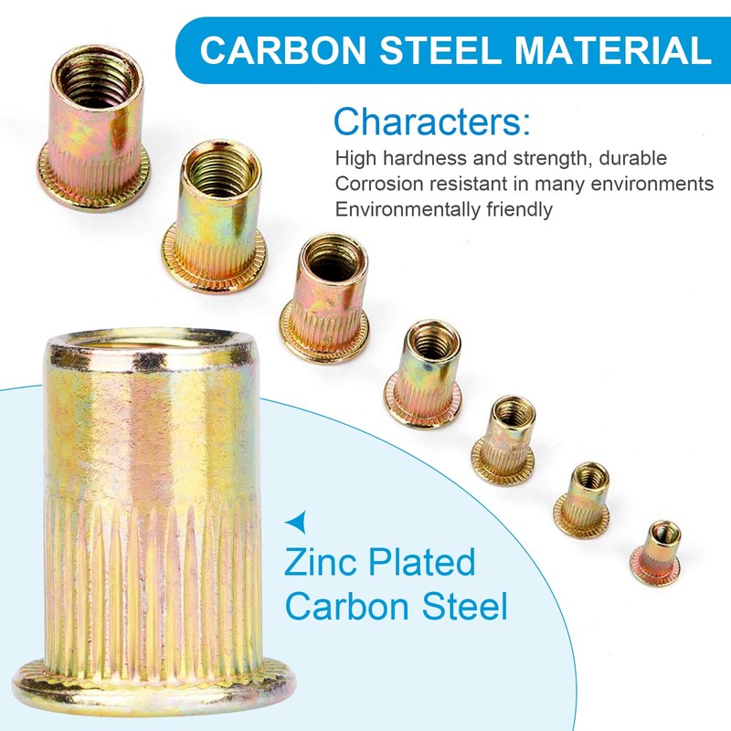 Vmuter Rivet Nuts, 100Pcs M5 Rivet Nuts,Zinc Plated Finish Carbon