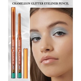 Chameleon Gel Eyeliner Pencil-1pcs Silver Metallic High Pigmented Glitter Eye Liner Pen, Long Lasting Waterproof,Color Changing Shimmer Eyeshadow Pencil,Mother's Day Makeup Gift for Women Girl-05
