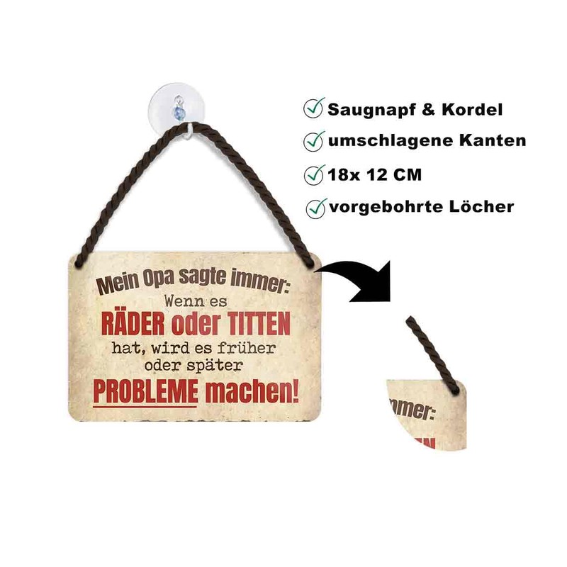 schilderkreis24 Tin Sign Funny Saying "Mein Opa sagte immer." Decorative