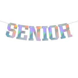 Senior Banner - Graduation Party Decorations, Congrats Grad Decorations - High School College Graduation Party Decoration Holographic
