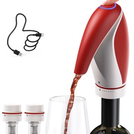 Electric Wine Aerator and Decanter, Pump Dispenser Set, Smart Wine Dispenser, Best Wine Gifts (Red)