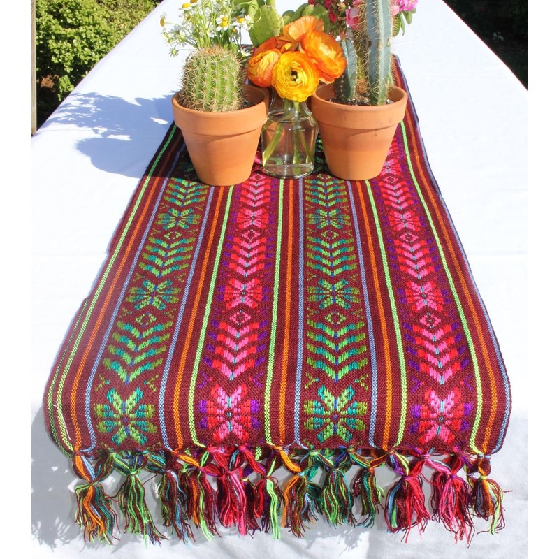 Del Mex Mexican camino de mesa tejida bufanda estilo Rebozo