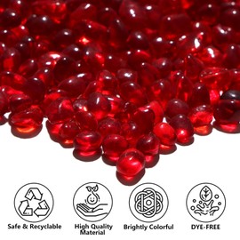 QYGL Red Clear Glass Pebbles, 0.55 lb Sea Glass Stones for Vase Fillers