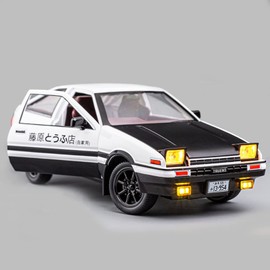 Mzexoma 1/24 Diecast Cars Initial D Toyota Trueno AE86 Car Model, Sports Car Toys for Kids and Adults,Pull Back Vehicles (Black-Type C)