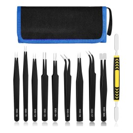Douad Kit de pinzas de precisión Douad antiestáticas juego de 5/6 pinzas para trabajo electrónico ideal para soldadura, reparación de celulares y circuitos acero de alta calidad y seguro