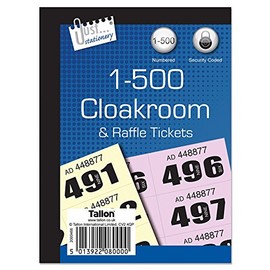 3 X Just Stationery 1-500 Cloakroom Ticket