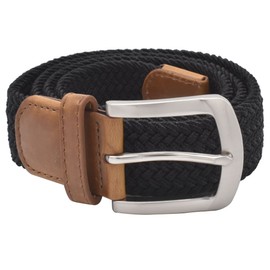VONSELY Stretch Belt, Elastic Belts Braided Fabric Belt Colorful Woven Belts for Men and Women, Black