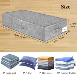 Jruzn Under Bed Storage Containers 49L, 2 Pack Large Capacity Foldable Storage Bags, Perfect for Blankets, Clothes, Shoes, Sturdy & Humid-Proof Fabric Organizers