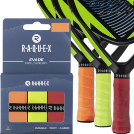 Raquex Evade Padel Racket Overgrip Tape – 10 Colours - 3 Pack Padel Ball Overgrip Tape, 0.65mm Thickness – Absorbent, Slightly Tacky Anti Slip Over Grip for Padel or Pickleball Racquets (Bright)