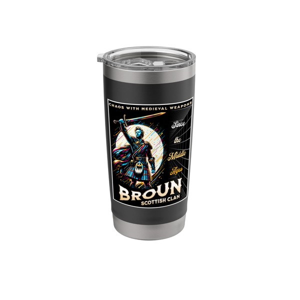 Broun Scottish Chaos Clan Medieval Gaelic Stainless Steel Insulated Tumbler
