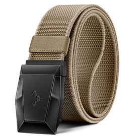 BULLIANT Tactical Belt for Men, Military Hiking Rigger Heavy Duty Nylon Web Work Belt 1.5" with Quick Release Metal Buckle,Beige2763,46"-50" Waist Adjustable