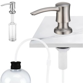 Brushed Nickel Soap Dispenser for Kitchen Sink, Built in Sink Soap Dispenser, Countertop Dispenser Pump with 47.2" Silicone Long Tube for 0.79 "- 1.38" High Capacity Bottle Mouths