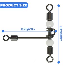 GZXYUAN 25Pcs Luminous Fishing Ball Bearing Swivels Rolling 3 Way Cross Line Swivels Multifuncitonal Beads Fishing Line Hook for Fishing Tackle