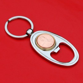 US 1992 Lincoln Small Cent BU Uncirculated Coin Gold Silver Two Tone Key Chain Ring Bottle Opener NEW - Lucky Penny