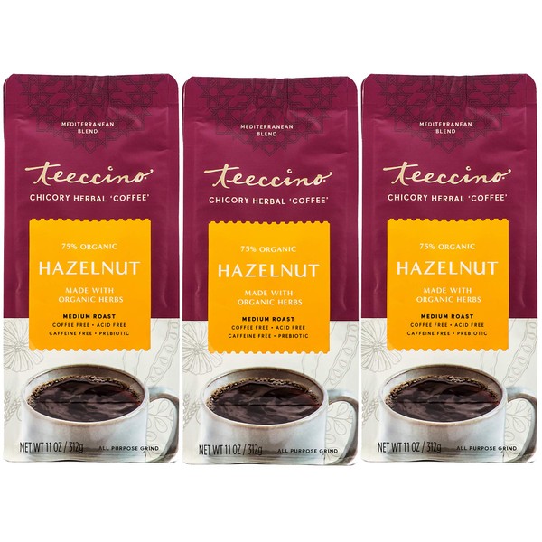 Teeccino Hazelnut Chicory Coffee Alternative - Ground Herbal Coffee That’s