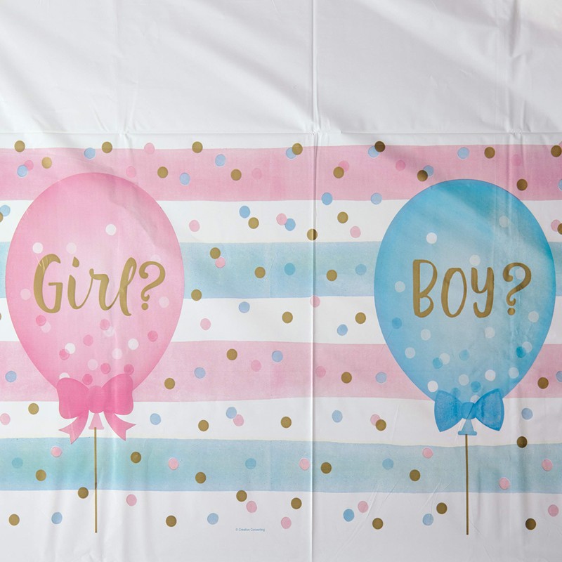 Creative Converting 336690 Gender Reveal Balloons Plastic Tablecloth