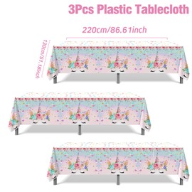Unicorn Party Tablecloth, Pack of 3, 220 x 130 cm, Unicorn Party Tablecloth, Party Supplies for Girls and Children, Birthday Party, Unicorn Themed Table Decorations, Baby Shower Decorations