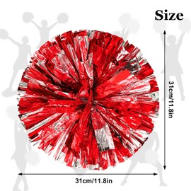 Pack of 2 Lightweight Cheerleader Pompoms, Metal Foil Cheerleading Pom Poms, Sports Squad Cheerleader Pompoms for Girls, for Sports Competition, Dance, Cheers, Adults, Children, Sports Game Team