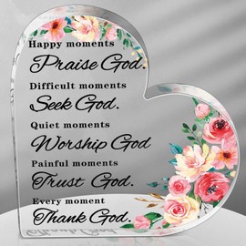 Yulejo Christian Bible Verses Decor Christian Gift for Woman Prayers Religious Gift Inspirational Gift Scripture Decorative Signs Motivational Gift Plaques Table Decor (Colorful Flower)