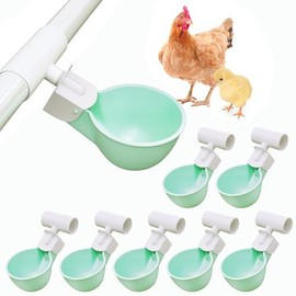 4PC Chicken Water Cups with PVC Tee Fittings for 1/2" Pipe, Automatic Chicken Watering System, Anti-Leak, Holds 50% More Water, Suitable for Chicks, Chicken, Duck, Quail, Birds, Turkey - material: 8 Cups, pattern: Green