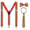 3 Piece Rainbow Gay Pride Costume Set Include Suspenders, Bowtie