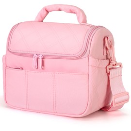 stillithou Lunch Bag Insulated for Women, Quilted Puffer Lunch Bag Women Soft, Small Cooler Lightweight for Work Travel Beach Picnic, Medium(Normal), Pink