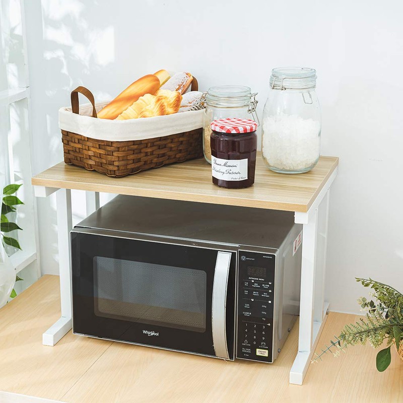 Farios Wooden Microwave Oven Rack, 2-Tier Kitchen Counter Shelf, Kitchen