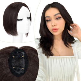 Elailite Clip in Hair Topper Schokoladenbraun, Haarteil Haartopper Toupet 25cm Lang Für Frauen Den Täglichen Gebrauch Haarverlängerungen 30g