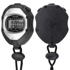 CREPHA Waterproof Stopwatch with Watch Function Alarm Split Time Measurement Strap Black