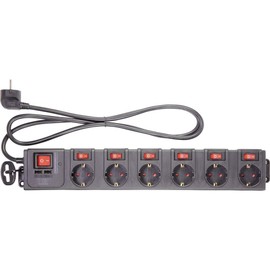 Renkforce RF-3313344 surge protection power strip Black Protective contact 1 pc.