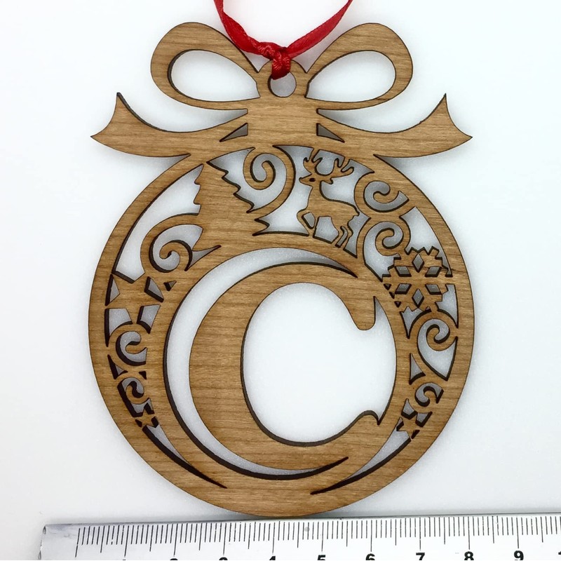 Laser cut Christmas tree bauble decoration: Letter A