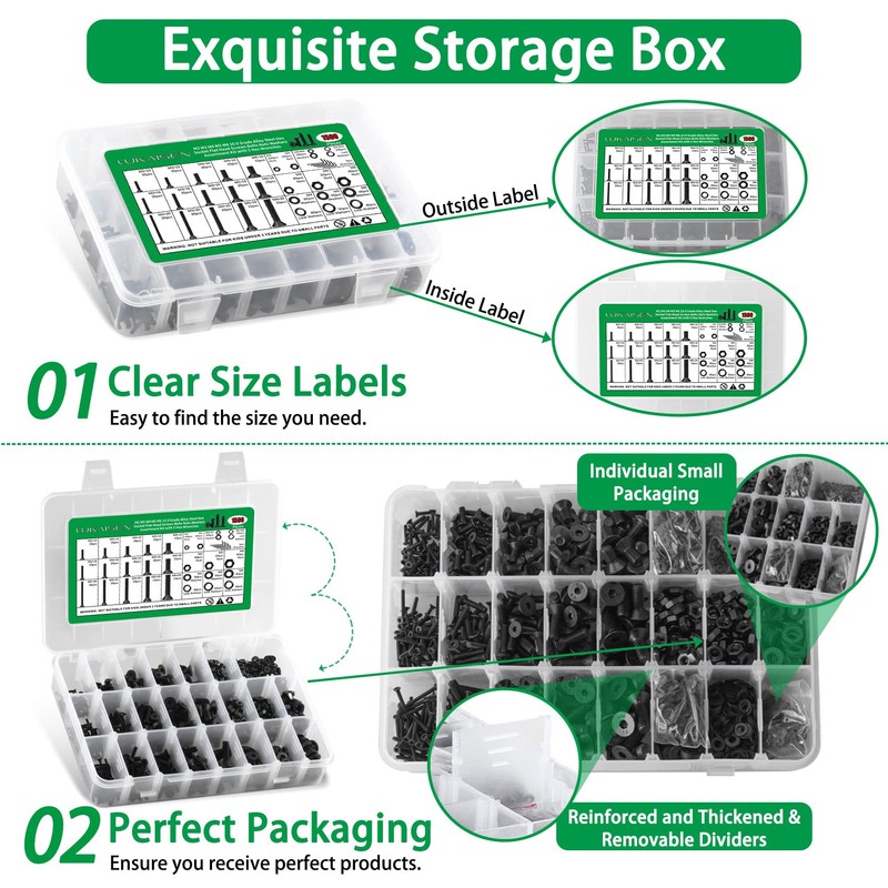 Metric Screws Suitable for 3D Printer DIY, 1500PCS M2 M3