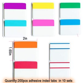 Index Tabs Sticky for Page Markers Book Marking File Documents Bookmark Strong Large Plastic Transparent Index Tabs Flags Writable and Repositionable 200 Pack