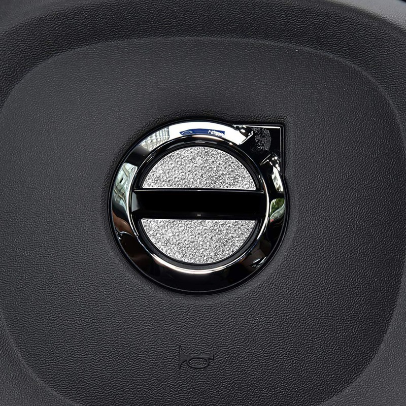 HIBEYO Bling Car Steering Wheel Logo Emblems Sticker Accessories Compatible