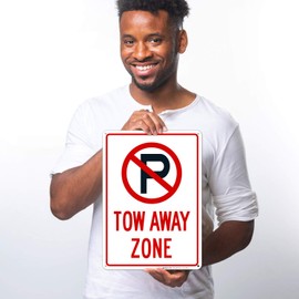 No Parking Symbol Tow Away Zone Sign, 10x14 Inches, Rust Free .040 Aluminum, Fade Resistant, Made in USA by Sigo Signs