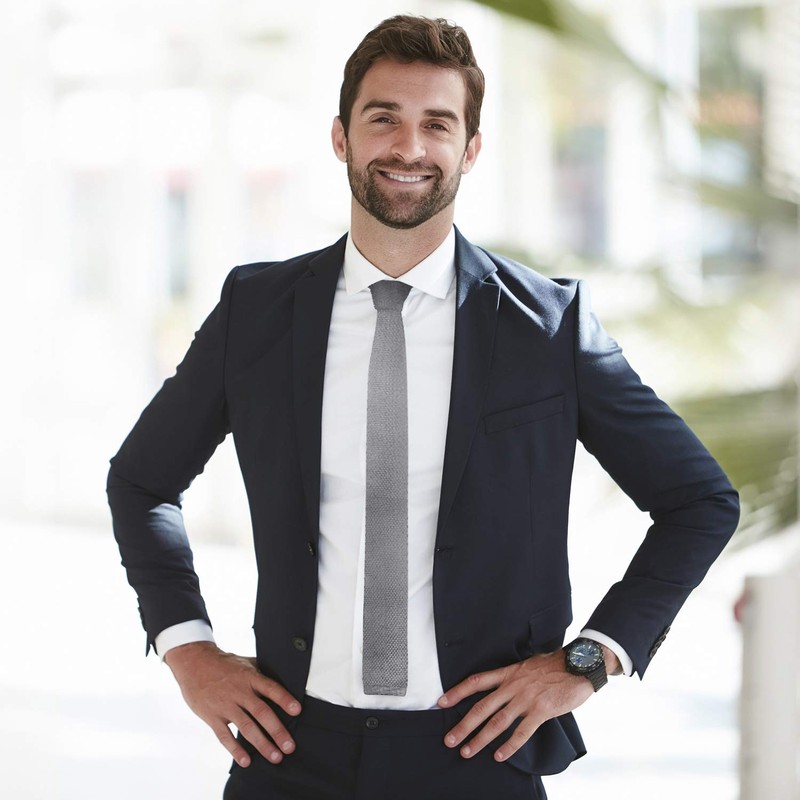 DonDon Men's Knit Tie handmade Light Grey