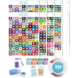 ARTDOT 2 Set Label Stickers for Diamond Art Storage Kits for Adults, 489 Colors Stickers Matched with Actual Embroidery Floss as Diamond Painting Accessories and Cross Stitch Supplies