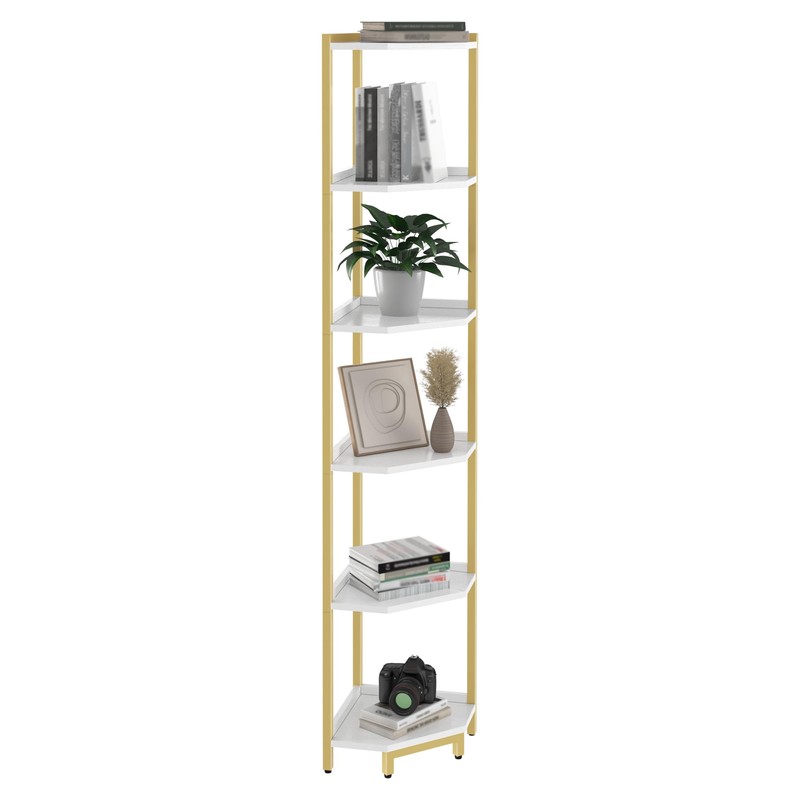 Hzuaneri Corner Shelf Stand, Corner Bookshelf, Storage Standing Shelf Unit