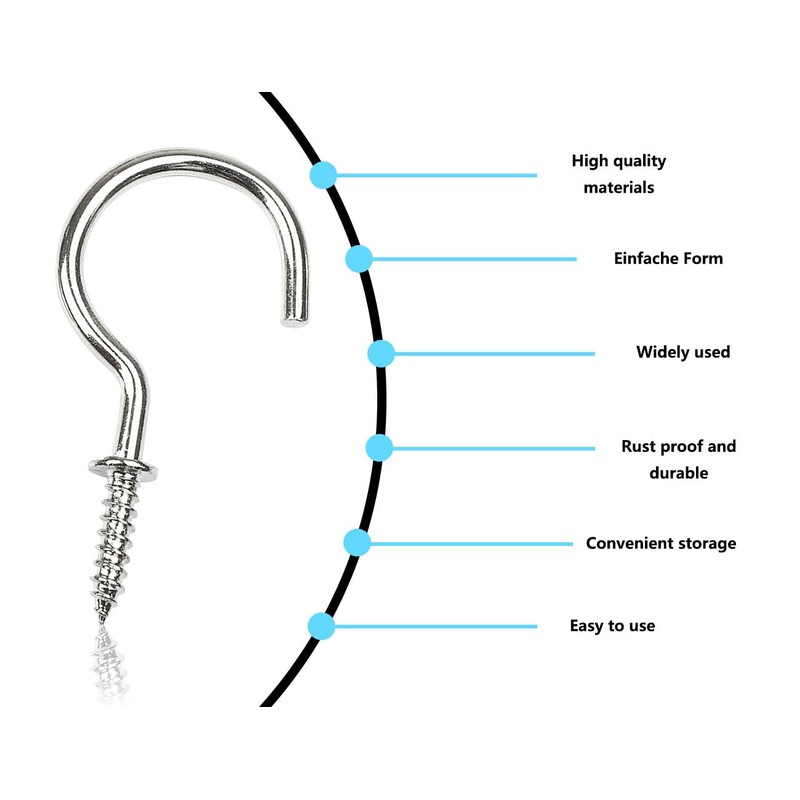Lhbwhiz Pack of 100 Screw Hooks, 1/2 Inch Hooks, with