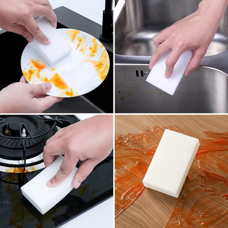 50 Pieces Dirt Eraser Sponge, White Melamine Magic Sponge Eraser