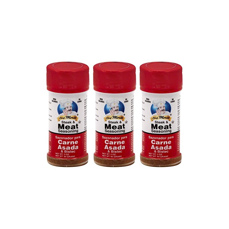 Chef Merito Carne Asada Meat Seasoning 3 oz (Pack of