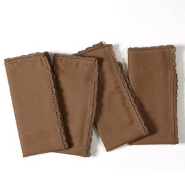 Ramanta Home Linen Flax Cloth Napkins Set of 4 - Soft & Durable Decorative Lace Dinner Napkin for Wedding Parties Events | Washable Premium Cotton Table Décor for Everyday Use 18x18 Inch - Brown